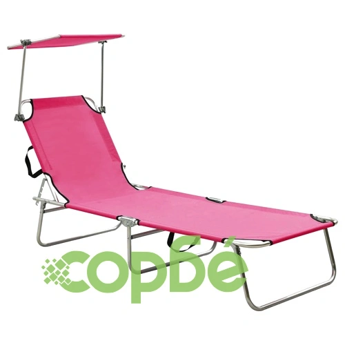 Сгъваем шезлонг със сенник, стомана, Magento розов ➤ топ цена ➤ sorbe.bg