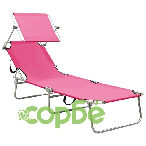 Сгъваем шезлонг със сенник, стомана, Magento розов ➤ топ цена ➤ sorbe.bg