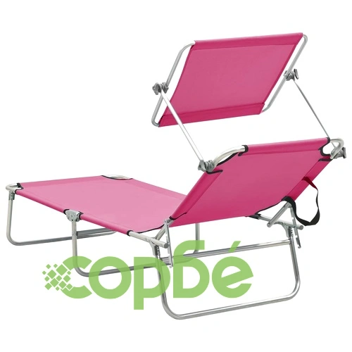 Сгъваем шезлонг със сенник, стомана, Magento розов ➤ топ цена ➤ sorbe.bg