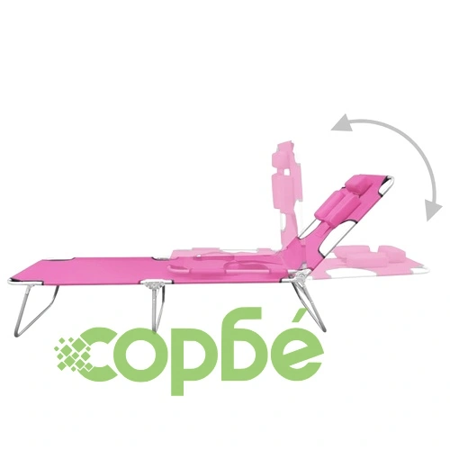 Сгъваем шезлонг с възглавница, стомана, Magento розов ➤ топ цена ➤ sorbe.bg