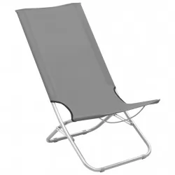 Сгъваеми плажни столове, 2 бр, сиви, текстил