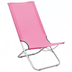 Сгъваеми плажни столове, 2 бр, розови, текстил