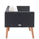 2-местен градински диван с възглавници, полиратан, черен