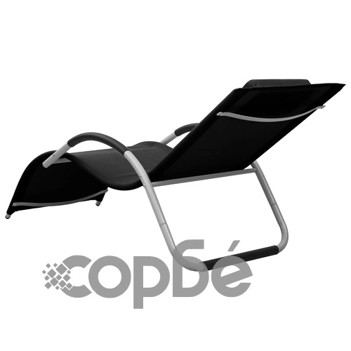 Шезлонг, textilene, черно и сиво на топ цена от sorbe.bg Шезлонг, textilene, черно и сиво ➤ топ цена ➤ sorbe.bg