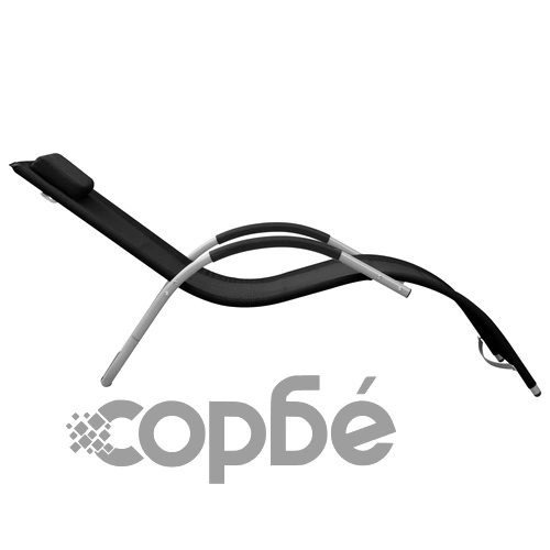 Шезлонги, 2 бр, textilene, черно и сиво ➤ топ цена ➤ sorbe.bg