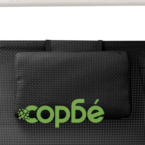 Двоен шезлонг със сенник, Textilene, черен ➤ топ цена ➤ sorbe.bg