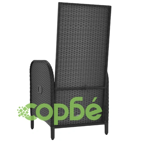 Външни столове, 2 бр, полиратан, черни ➤ топ цена ➤ sorbe.bg