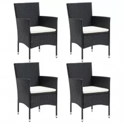 Градински трапезни столове, 4 бр, полиратан, черни