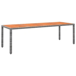 Градинска маса сива 250x100x75 см полиратан и масивна акация