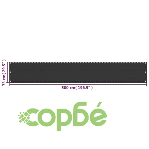 Балконски параван, HDPE, 75x500 см, антрацит ➤ топ цена ➤ sorbe.bg