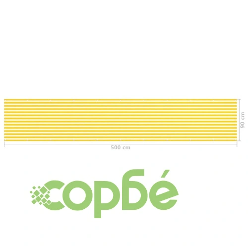 Балконски параван, жълто и бяло, 90x500 см, HDPE ➤ топ цена ➤ sorbe.bg