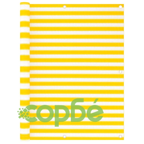 Балконски параван, жълто и бяло, 120x400 см, HDPE ➤ топ цена ➤ sorbe.bg