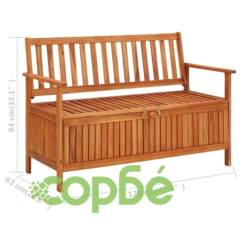 Градинска пейка за съхранение, 120 cм, акация масив ➤ топ цена ➤ sorbe.bg