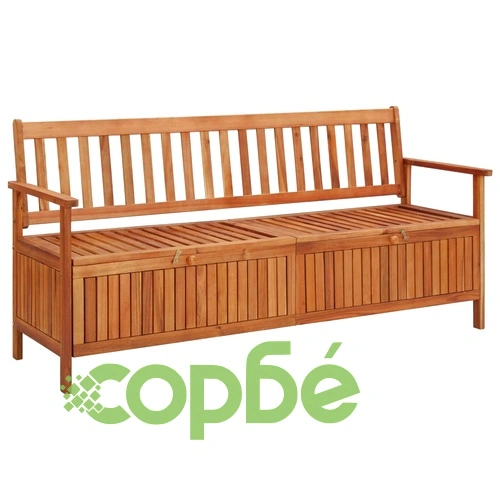 Градинска пейка за съхранение, 170 cм, акация масив ➤ топ цена ➤ sorbe.bg