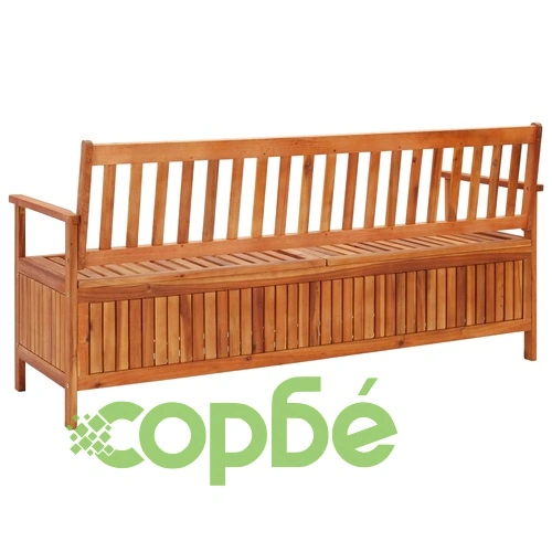 Градинска пейка за съхранение, 170 cм, акация масив ➤ топ цена ➤ sorbe.bg