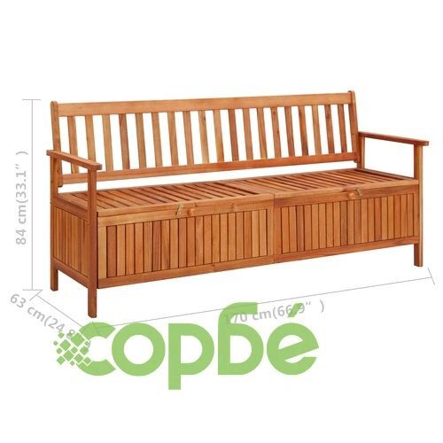 Градинска пейка за съхранение, 170 cм, акация масив ➤ топ цена ➤ sorbe.bg