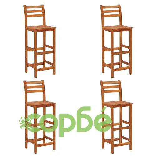 Бар табуретки, 4 бр, акациево дърво масив ➤ топ цена ➤ sorbe.bg