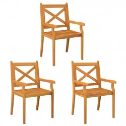 Градински трапезни столове, 3 бр, акация масив