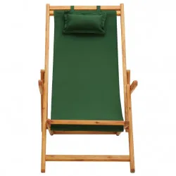 Сгъваем плажен стол, евкалиптово дърво масив и текстил, зелен