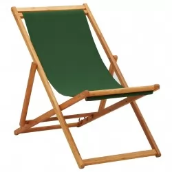 Сгъваем плажен стол, евкалиптово дърво и текстил, зелен