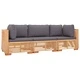 Градински комплект с възглавници, 3 части, тиково дърво масив