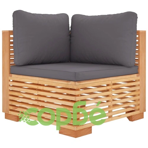 Градински комплект с възглавници, 5 части, тиково дърво масив ➤ топ цена ➤ sorbe.bg