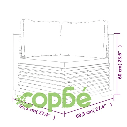 Градински комплект с възглавници, 5 части, тиково дърво масив ➤ топ цена ➤ sorbe.bg