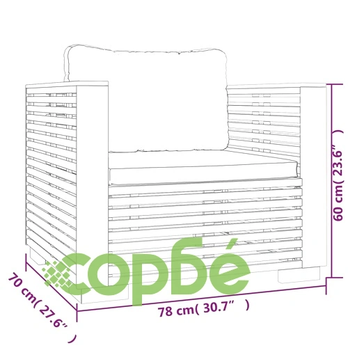 Градински комплект с възглавници, 5 части, тиково дърво масив ➤ топ цена ➤ sorbe.bg