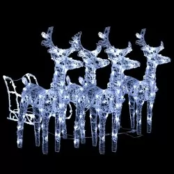 Коледна украса елени с шейна, 240 LED, акрил