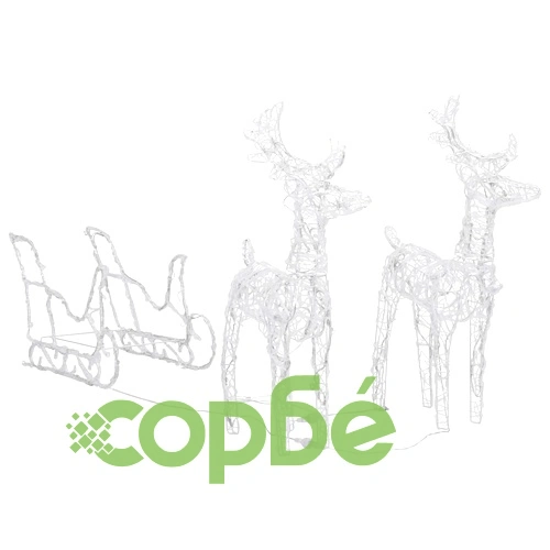 Коледна украса елени с шейна, 240 LED, акрил ➤ топ цена ➤ sorbe.bg