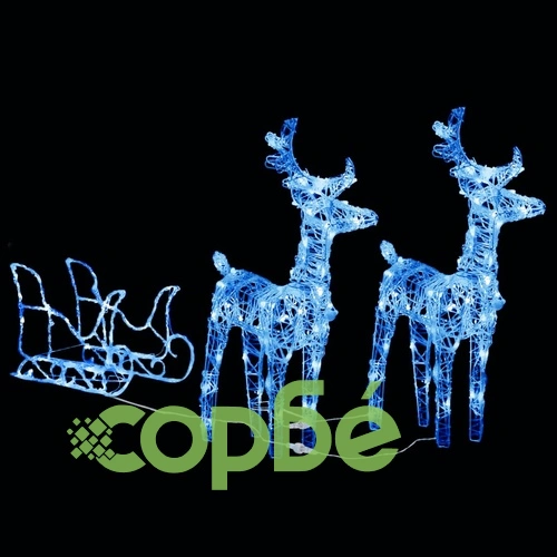 Коледна украса елени с шейна, 240 LED, акрил ➤ топ цена ➤ sorbe.bg