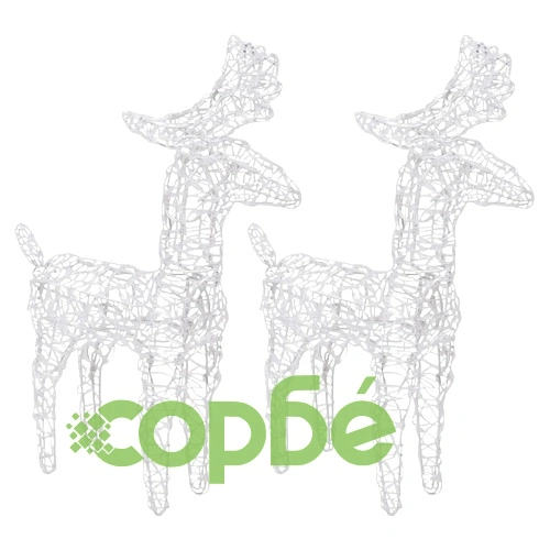 Коледна украса елени с шейна, 240 LED, акрил ➤ топ цена ➤ sorbe.bg