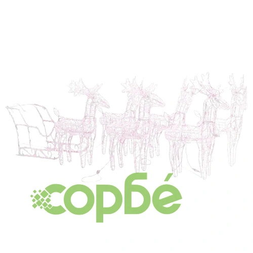 Коледна украса елени с шейна, 320 LED, акрил ➤ топ цена ➤ sorbe.bg