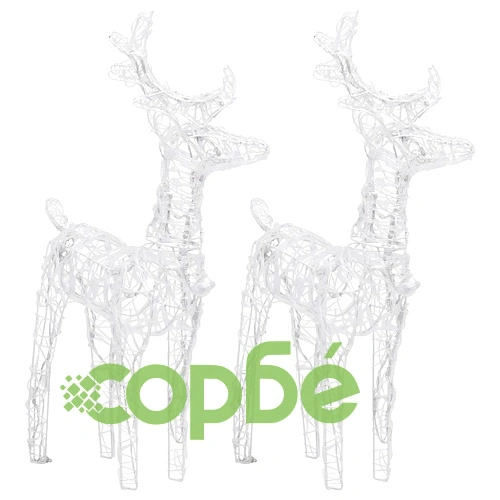 Коледна украса елени с шейна, 320 LED, акрил ➤ топ цена ➤ sorbe.bg