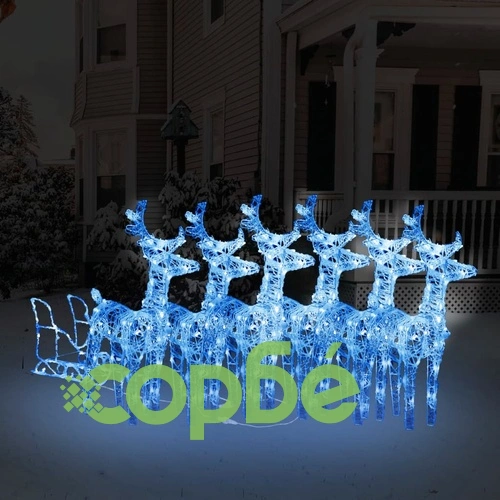 Коледна украса елени с шейна, 320 LED, акрил ➤ топ цена ➤ sorbe.bg