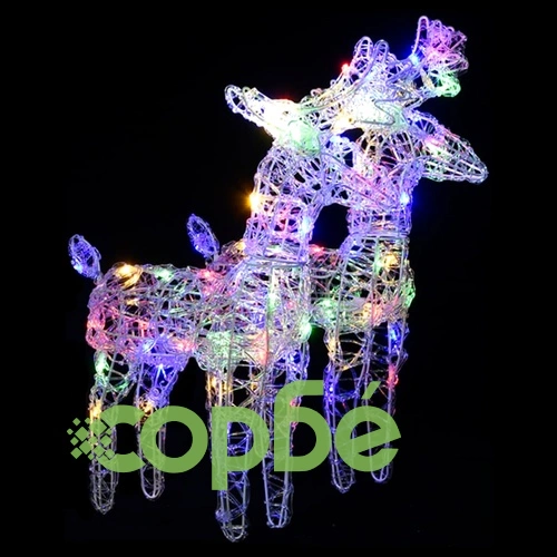 Коледна украса елени с шейна, 320 LED, акрил ➤ топ цена ➤ sorbe.bg