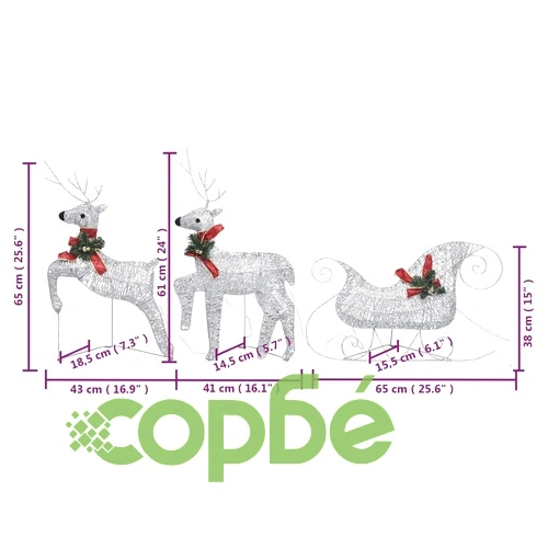 Коледна украса елени с шейна 100 LED за открито сребристо ➤ топ цена ➤ sorbe.bg
