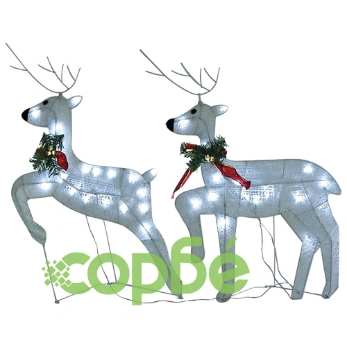 Коледна украса елен и шейна, 140 LED, за открито, бяло ➤ топ цена ➤ sorbe.bg