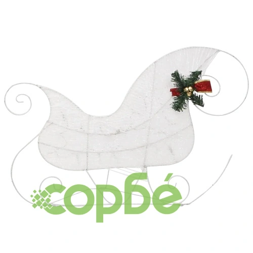 Коледна украса елен и шейна, 140 LED, за открито, бяло ➤ топ цена ➤ sorbe.bg