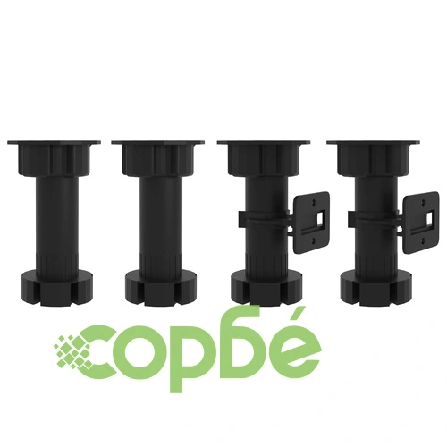 Комплект кухненски шкафове с плот, 8 части, черен гланц ➤ топ цена ➤ sorbe.bg