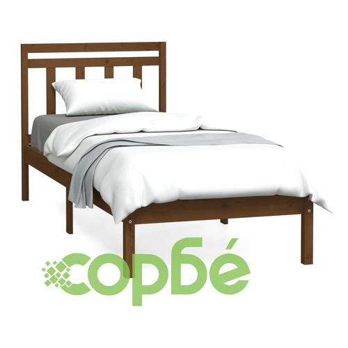 Рамка за легло меденокафява 75x190 см Small Single дърво масив ➤ топ цена ➤ sorbe.bg