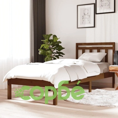 Рамка за легло меденокафява 75x190 см Small Single дърво масив ➤ топ цена ➤ sorbe.bg