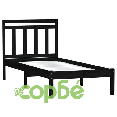 рамка за легло черна 75x190 см Small Single дърво масив ➤ топ цена ➤ sorbe.bg