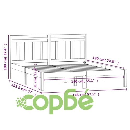 Рамка за легло, бор масив, 140x190 см ➤ топ цена ➤ sorbe.bg