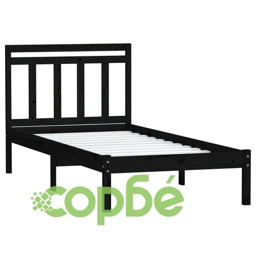 Рамка за легло, черна, бор масив, 90х200 см ➤ топ цена ➤ sorbe.bg