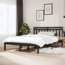 Рамка за легло, сива, масивно дърво, 150x200 см, 5FT King Size