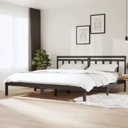 Рамка за легло, сива, масивно дърво, 180x200 см, 6FT Super King