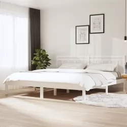 Рамка за легло, бяла, бор масив, 200x200 см