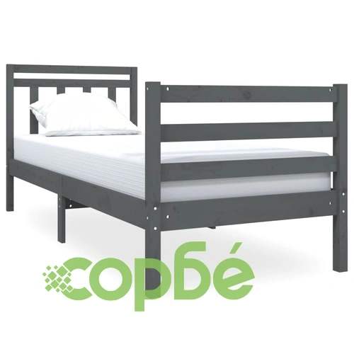 рамка за легло сива 75x190 см Small Single дърво масив ➤ топ цена ➤ sorbe.bg