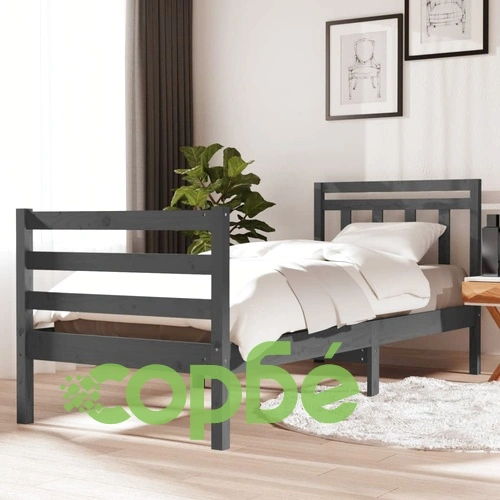 рамка за легло сива 75x190 см Small Single дърво масив ➤ топ цена ➤ sorbe.bg